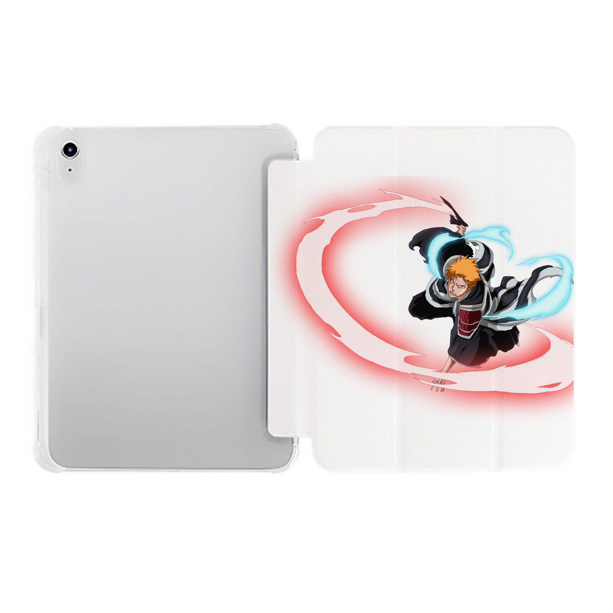 （画像用） ブリーチ 黒崎一護（くろさき いちご）BLEACH Kurosaki Ichigo IPad ケース ペン収納付き 三つ折りスタンド PUレザー×シリコン 対応機種9.5/10.5/10.9インチ